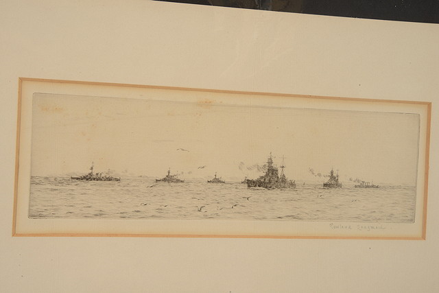 Appraisal: ROWLAND LANGMAID - Destroyers and Frigates in the Mediterranean etching