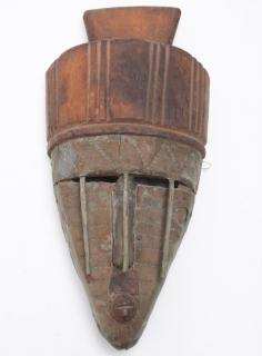 Appraisal: African Tribal Mask Metal Carved Wood African carved wood tribal