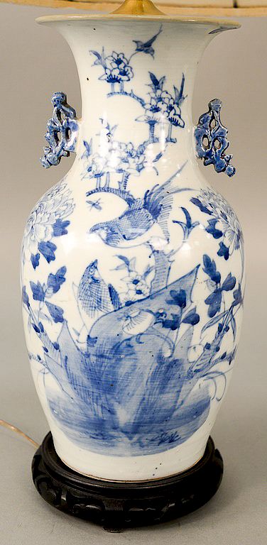 Appraisal: Blue and white Chinese porcelain vase baluster form with flared