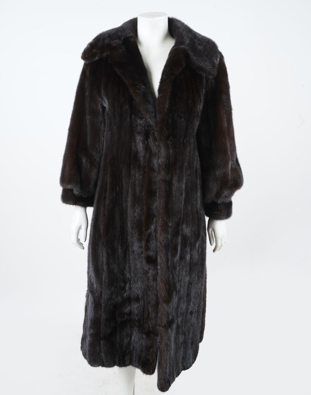 Appraisal: BLACK FUR COATno label inches shoulder inches waist inches length