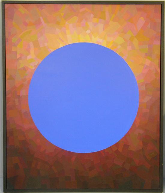 Appraisal: Peter Schmidt - German abstract composition large blue circle on