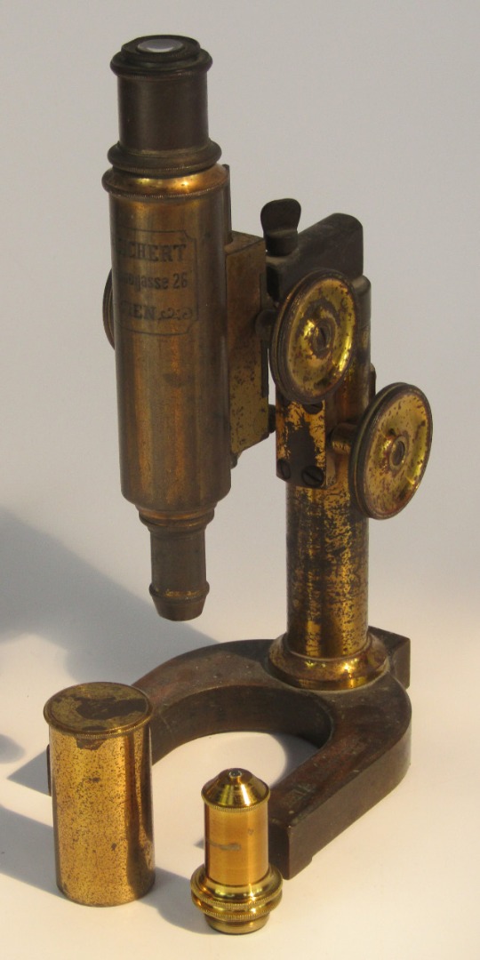 Appraisal: An Austrian brass microscope C Reichert Wien impressed marks