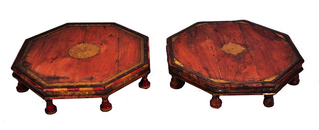 Appraisal: AN INDIAN RAJASTHAN OCTAGONAL LOW OCCASIONAL TABLE with brass mounted