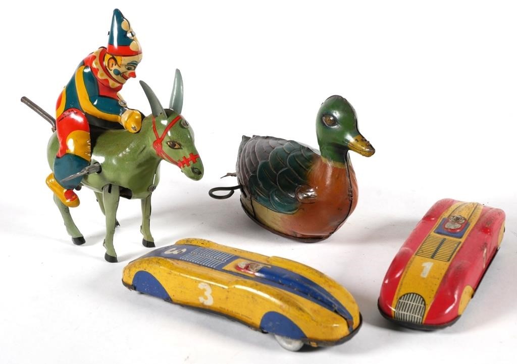 Appraisal: VINTAGE GERMAN TIN LITHO WINDUP TOYSFour windup toys including two