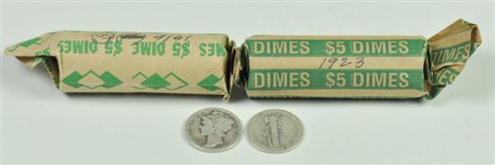 Appraisal: Two Rolls of Mercury Dimes A roll of -P Mercury