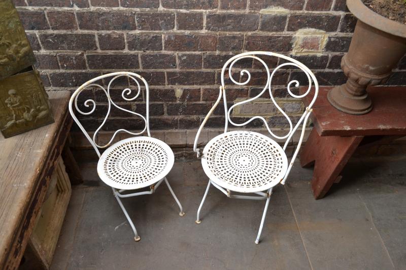 Appraisal: TWO WHITE PAINTED CHILDREN'S OUTDOOR CHAIRS