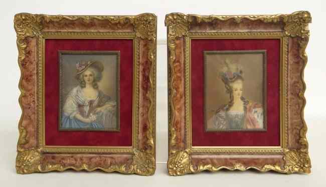 Appraisal: Pair French portraits of woman signed ''Silver'' Sights '' x