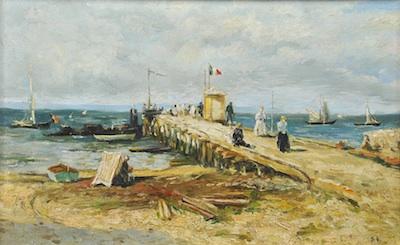 Appraisal: Valentin Sorei Russian b Seaside Oil on canvas initialed in