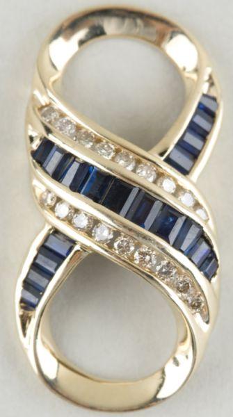 Appraisal: KT Diamond Sapphire Omega Slide with graduated blue sapphire baguettes