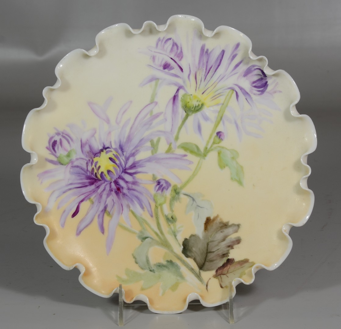 Appraisal: Ceramic Arts Belleek ruffled edge floral decorated plate diameter