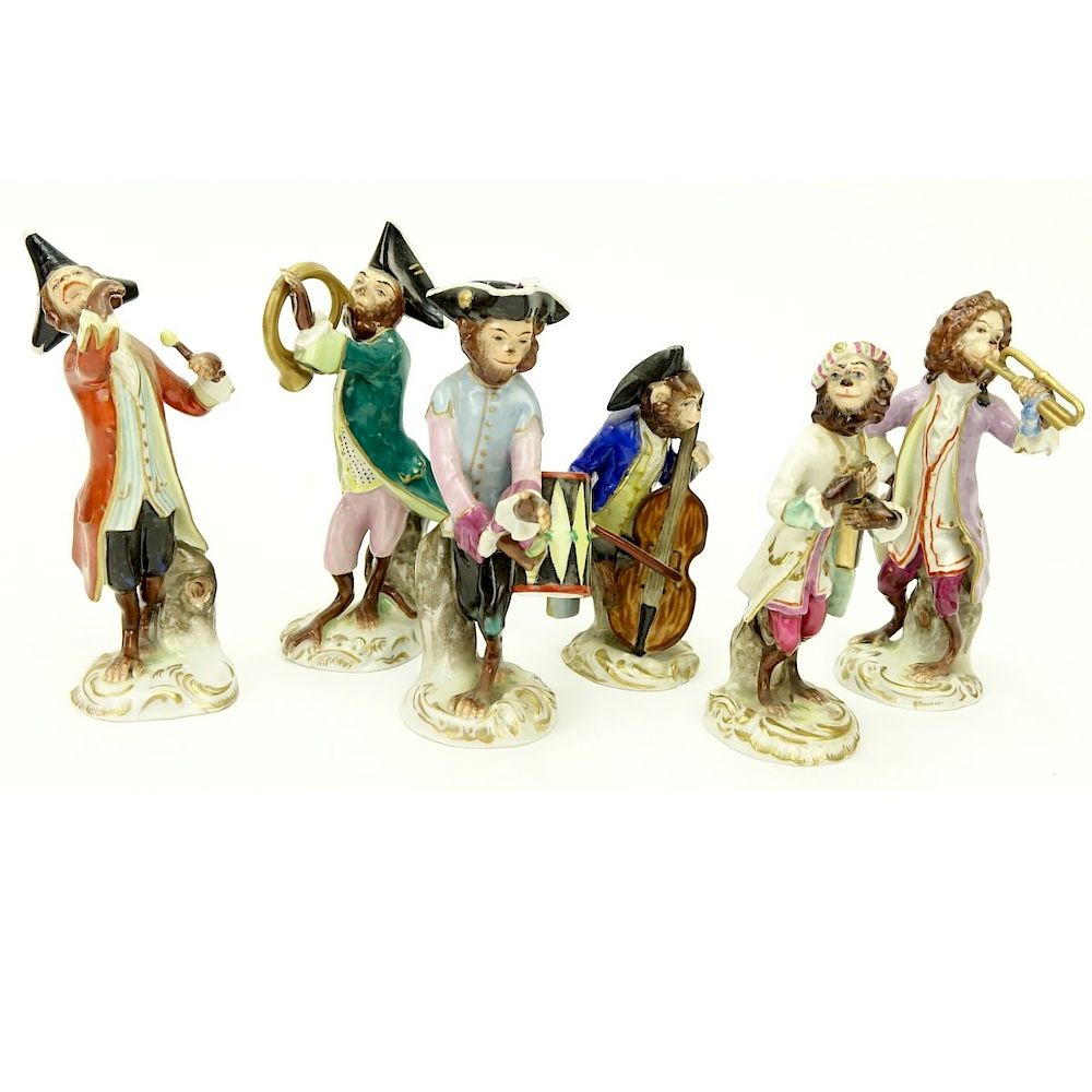 Appraisal: Grouping of Six German and Capodimonte Figurines Grouping of Six