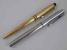 Appraisal: A gold plated Montblanc ballpoint pen and a plated Waterman