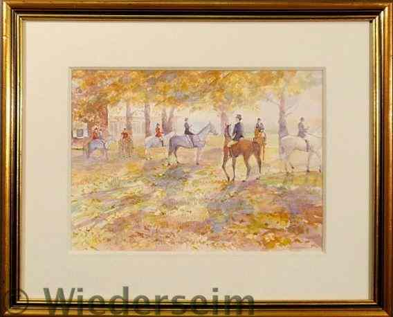 Appraisal: Framed and matted watercolor painting of Radnor Hunt Club foxhunters