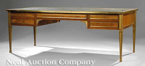 Appraisal: A Fine Antique Neo-Classical Style Mahogany Burled and Bronze-Mounted Bureau