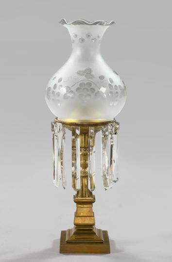 Appraisal: Good Anglo-American Brass and Cut Glass Sinumbra Table Lamp third