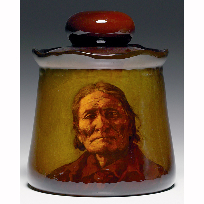 Appraisal: Rookwood vase Standard glaze with a Native American portrait Geronimo