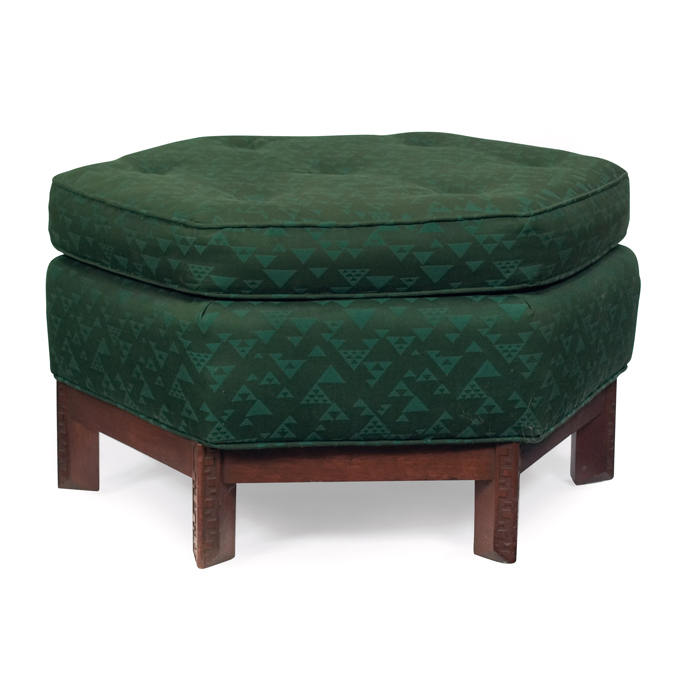 Appraisal: Frank Lloyd Wright ottoman manufactured by Heritage Henredon hexagonal form