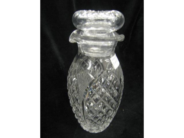 Appraisal: Cut Glass Cocktail Shaker strawberry diamond fan pour spouts excellent