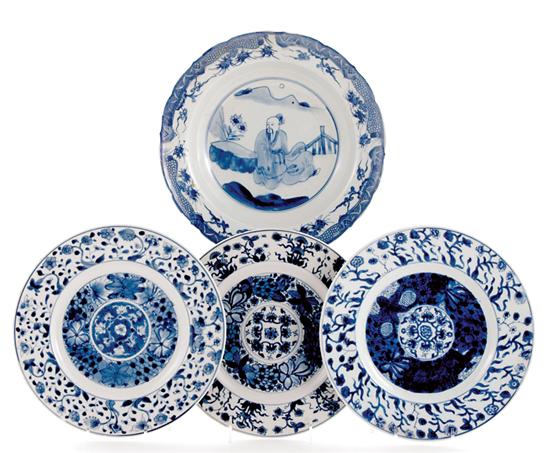 Appraisal: Chinese blue-and-white plates and bowls two large bowls H Dia