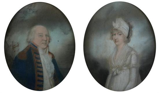 Appraisal: AMERICAN SCHOOL th century PAIR OF PORTRAITS THOUGHT TO BE