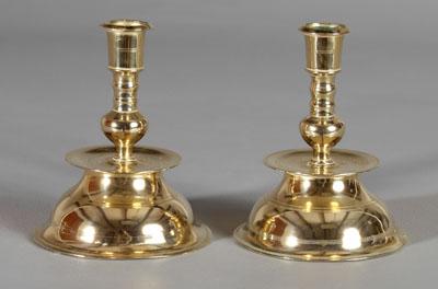 Appraisal: Pair diminutive brass candlesticks tapered candle sockets above baluster shafts