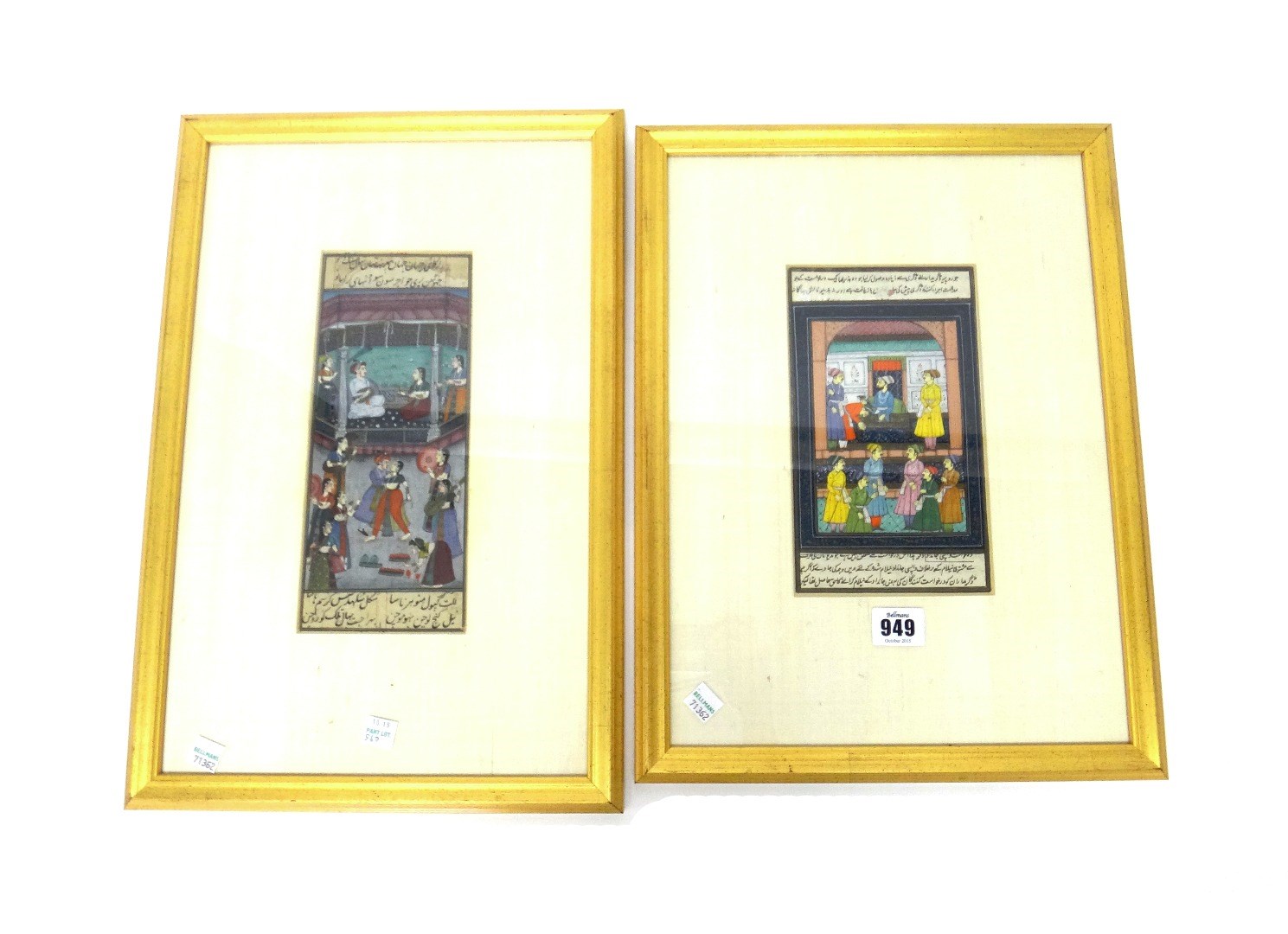 Appraisal: Two Indian miniature paintings th century each painted with figures