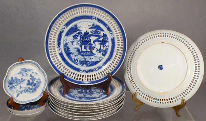 Appraisal: Chinese Export porcelain lot of reticulated Nanking plates d with