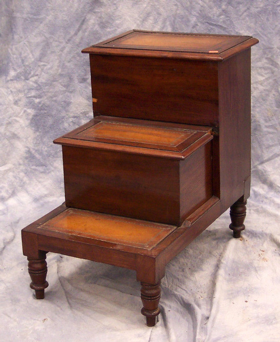 Appraisal: Georgian mahogany library or bed step top steps with lidded