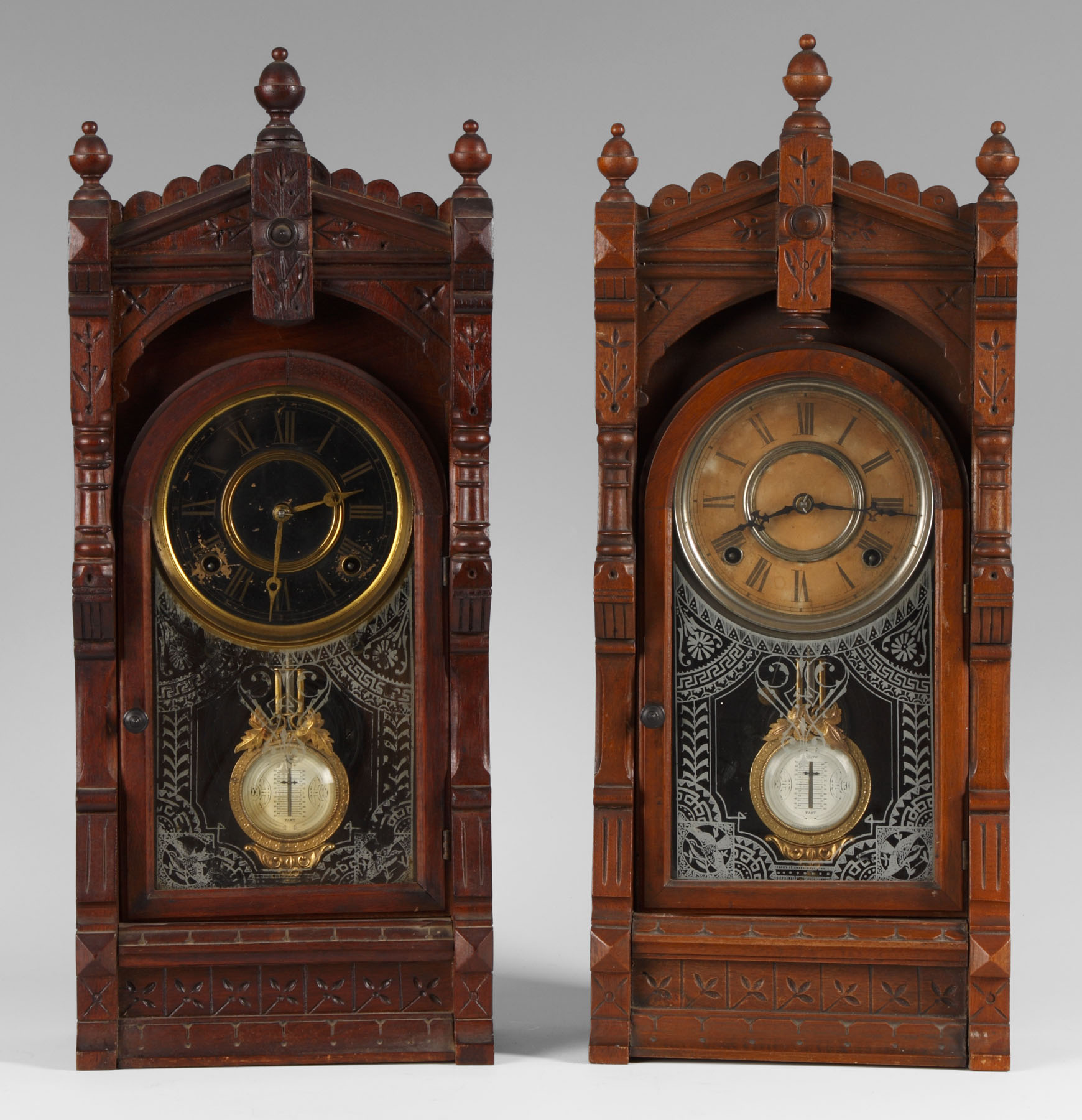 Appraisal: R - F Kroeber Victorian Shelf Clock Carved walnut case