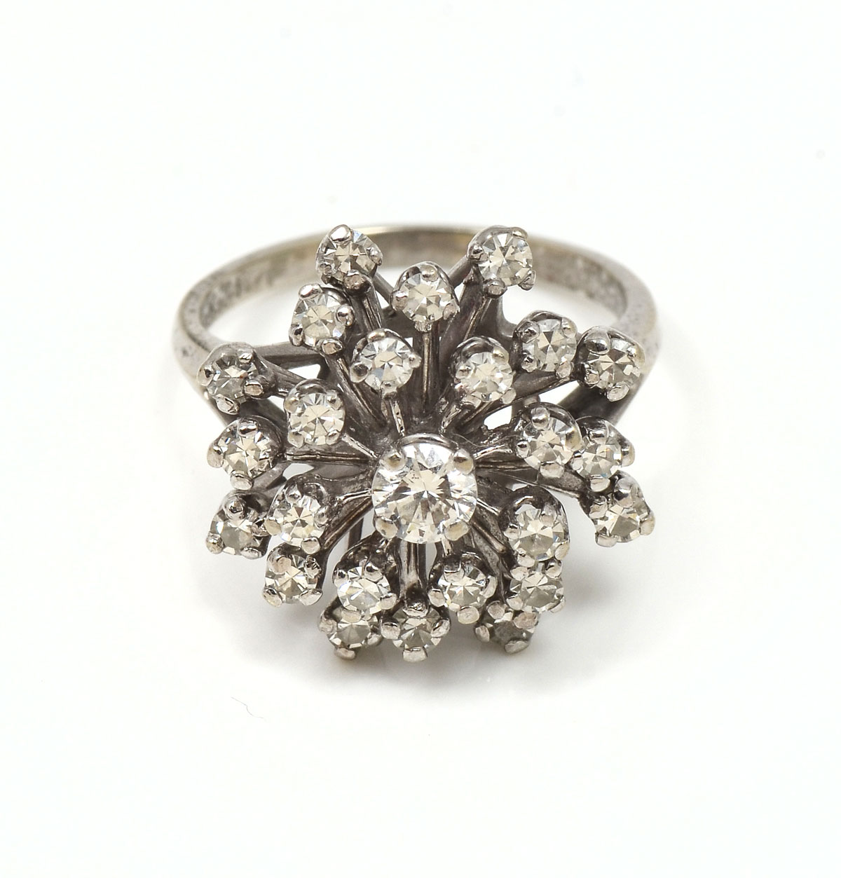 Appraisal: K CTW DIAMOND SPRAY RING K white gold diamond ring