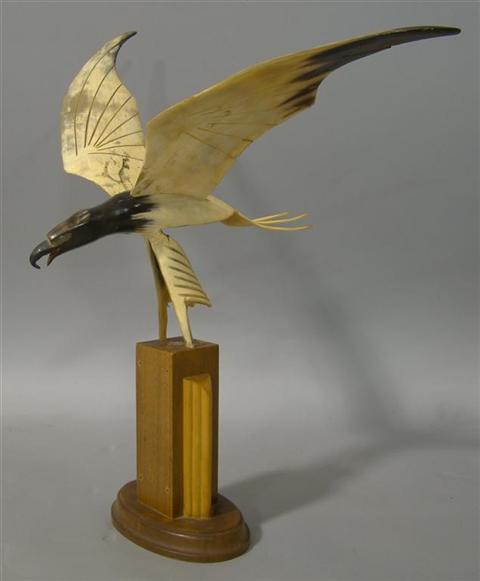 Appraisal: AMERICAN HORN MODEL OF AN EAGLE the bird fashioned by