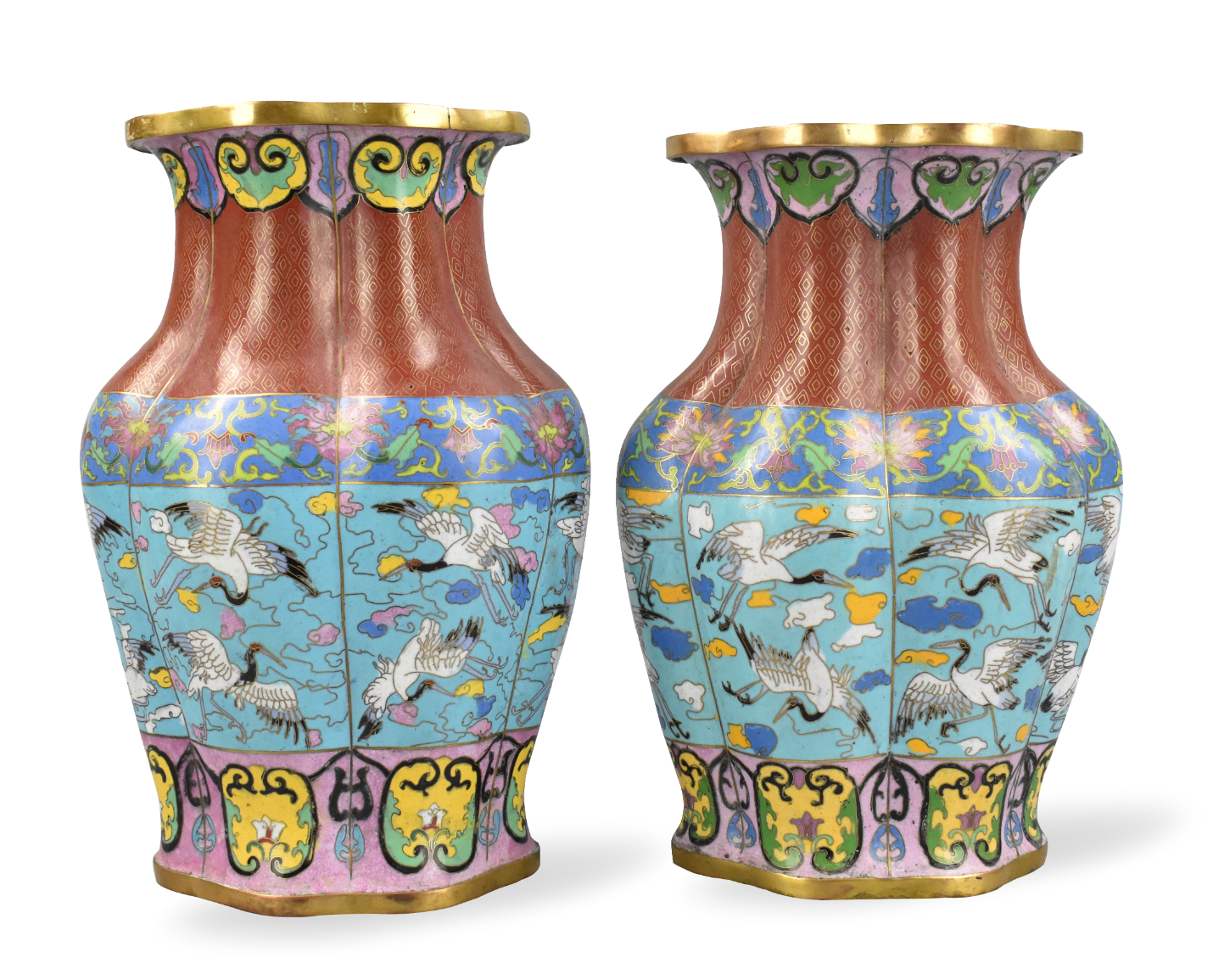 Appraisal: pair of Chinese th C of colorful Cloisonne vases with