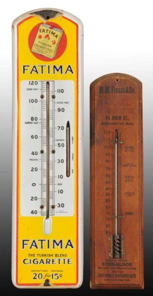 Appraisal: Lot of Porcelain Wooden Thermometers Description Includes one French thermometer