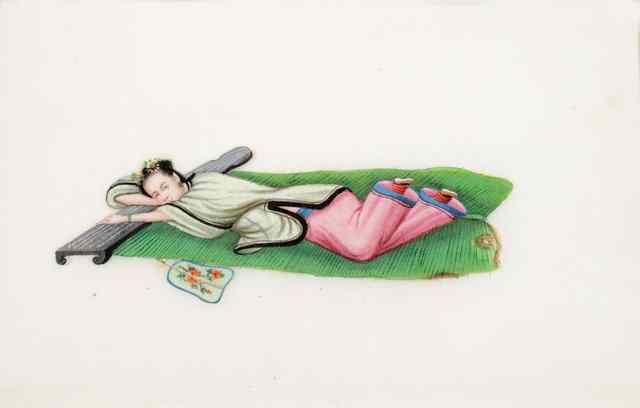 Appraisal: A CHINESE PAINTING ON RICE PAPER of a musician resting