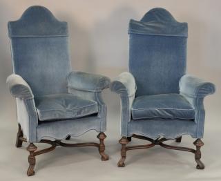 Appraisal: Pair of Continental style upholstered armchairs Pair of Continental style