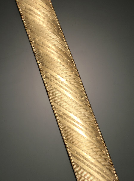 Appraisal: Italian -Karat Yellow-Gold Bright-Cut and Florentine-Finish Wide Bracelet Weight dwt