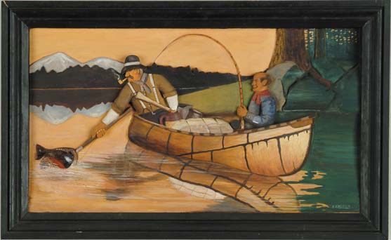 Appraisal: OUTSTANDING MAINE FOLK ART CARVED AND PAINTED PLAQUE BY E