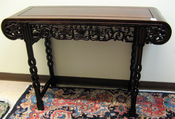 Appraisal: CHINESE ROSEWOOD ALTAR TABLE having a rectangular panel top with