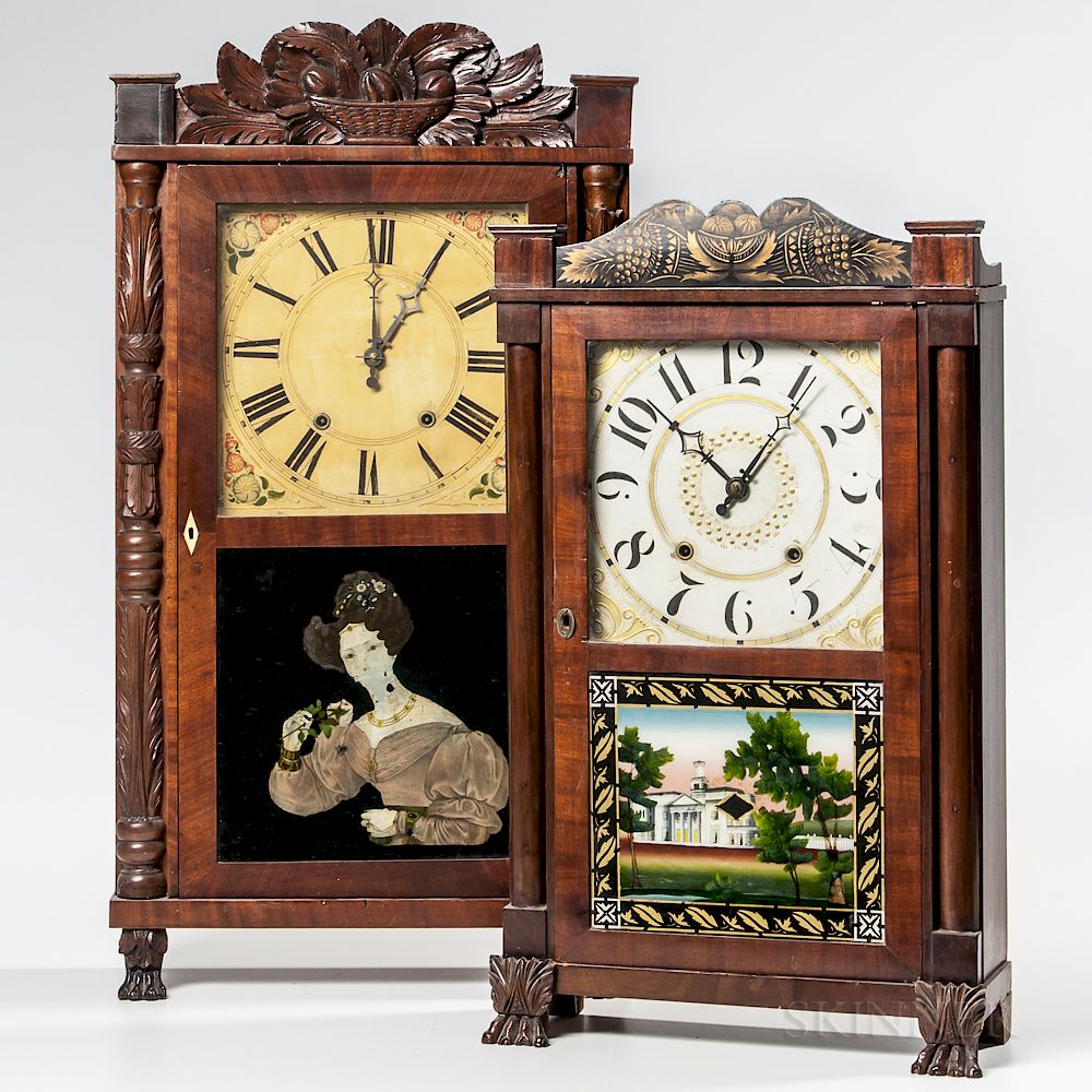 Appraisal: Two American Transitional Shelf Clocks Two American Transitional Shelf Clocks