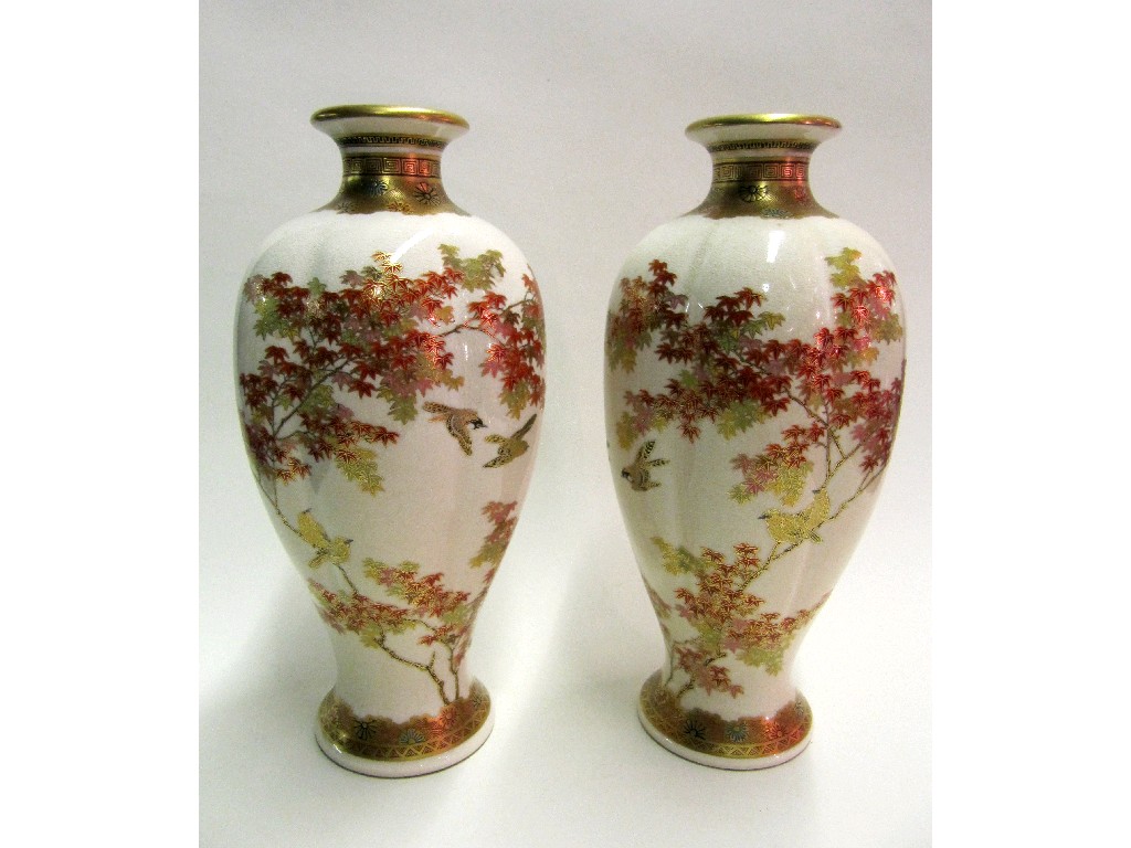 Appraisal: Pair of late Meiji - Japanese Satsuma vases of six