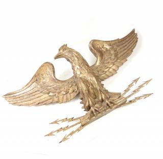 Appraisal: Carved Giltwood Eagle Carved giltwood eagle H x W x