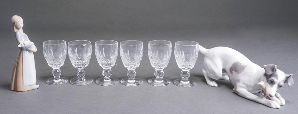 Appraisal: SET OF SIX WATERFORD CUT CRYSTAL CORDIALS A LLADRO FIGURE