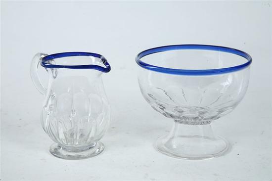 Appraisal: BLOWN GLASS CREAMER AND OPEN SUGAR Attributed to Pittsburgh st