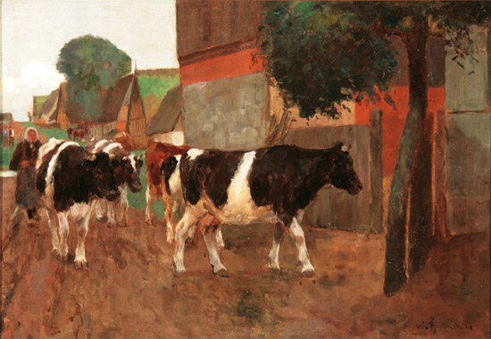 Appraisal: Willy Brandes German - Bringing in the Cows Signed W