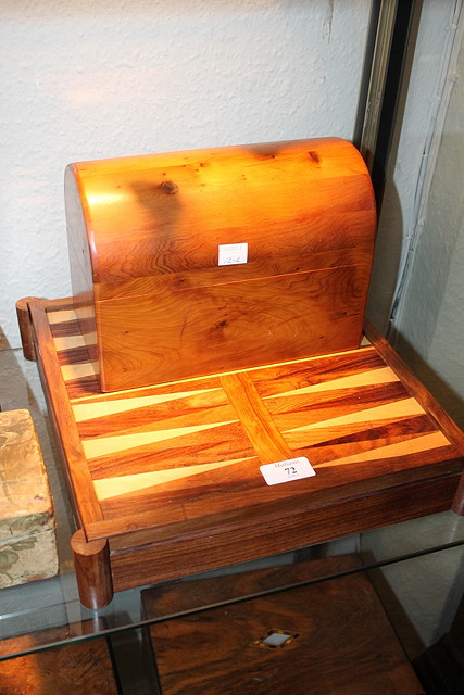 Appraisal: A CONTEMPORARY YEW WORK BOX with dome top cm and