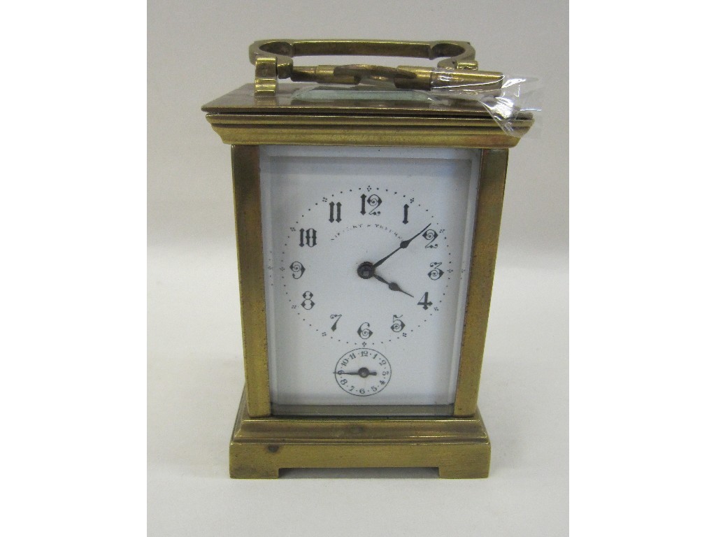 Appraisal: Small brass cased carriage clock with bell underneath