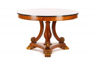 Appraisal: French Empire Style Round Marble Top Foyer Table Continental late