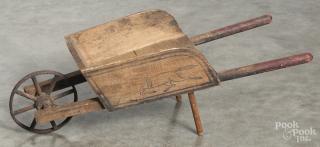 Appraisal: Child's wooden wheelbarrow ca with a stenciled running horse ''