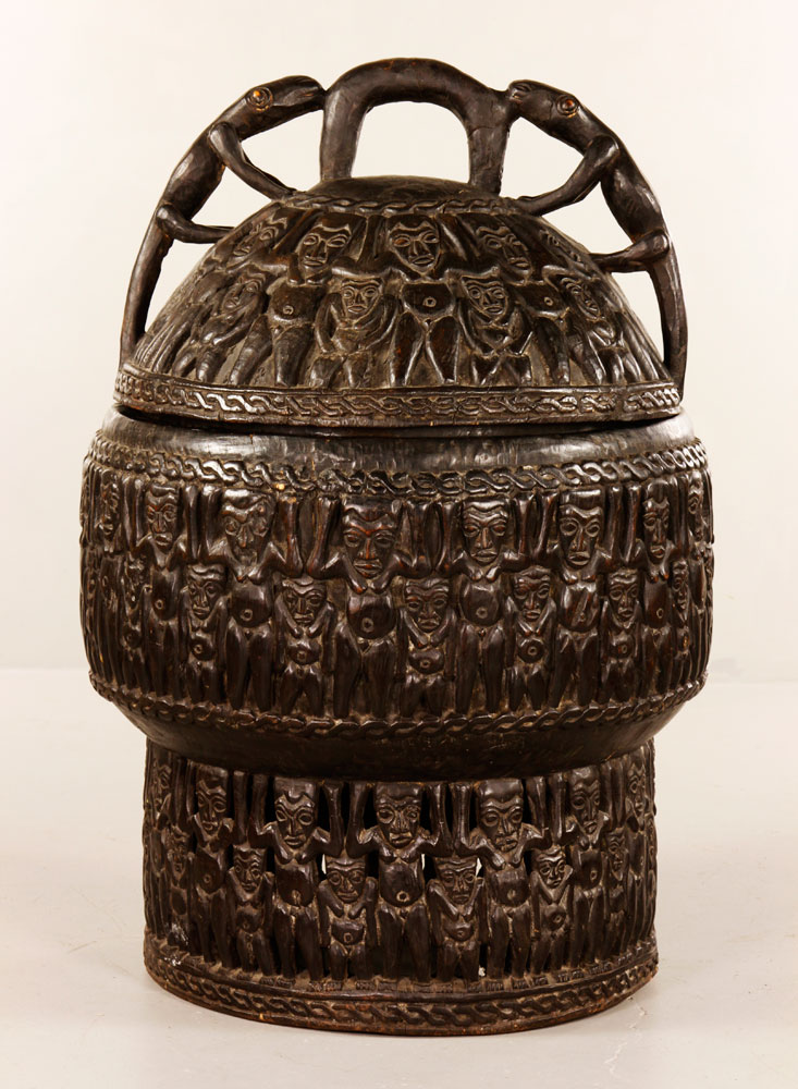 Appraisal: - African Hand Carved Wood Container African hand carved container