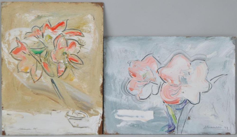 Appraisal: Sterling Boyd Strauser O M Two Floral Works Am Pennsylvania